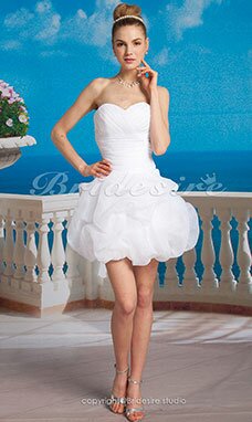 Robe de bal Satin Organza Court/ Mini Col en cœur Weddding Robe