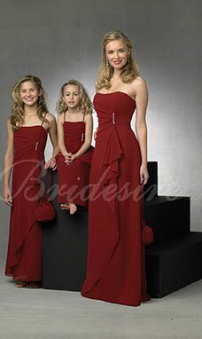 Trapèze Spaghetti Longueur ras du sol Mousseline polyester Robe de Fille de cortège