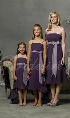 Trapèze Spaghetti Longueur genou Mousseline polyester Robe de Fille de cortège