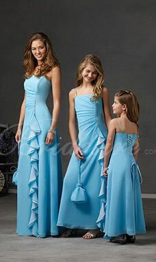 Trapèze Spaghetti Longueur ras du sol Mousseline polyester Robe de Fille de cortège