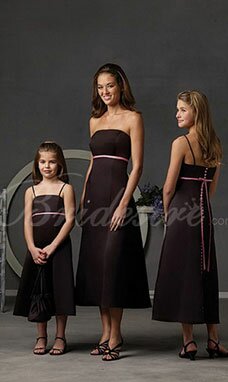 Trapèze Spaghetti Longueur mollet Satin Robe de Fille de cortège