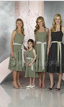 Trapèze Col carré Neck Longueur mollet Mousseline polyester Robe de Fille de cortège