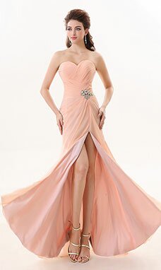 A-line Col en cœur Longueur ras du sol Mousseline polyester Robe Demoiselle d'Honneur