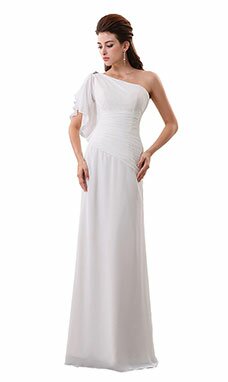 Fourreau/Columnn Épaule asymétrique Longueur ras du sol Mousseline polyester Robe de Mariée