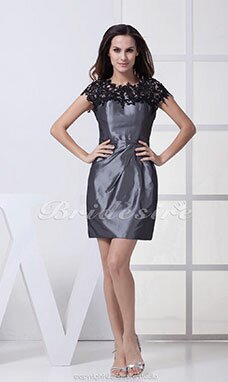 Fourreau Col U profond Court/Mini Sans manches Tulle Taffetas Robe de Soirée