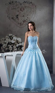 Princesse Col en cœur Longueur ras du sol Sans manches Satin Robe de Quinceanera