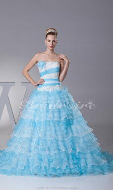 Robe de bal Sans bretelles Traîne moyenne Sans manches Organza Robe de Quinceanera