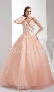 Robe de bal Col en cœur Longueur ras du sol Sans manches Organza Robe de Quinceanera