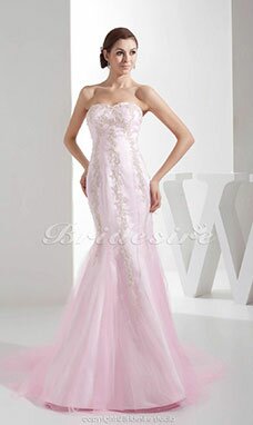 Sirène Col en cœur Brosse Sans manches Tulle Robe de Quinceanera