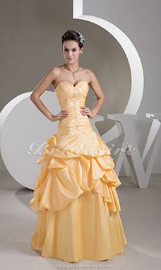 Trapèze Col en cœur Longueur ras du sol Sans manches Taffetas Robe de Quinceanera
